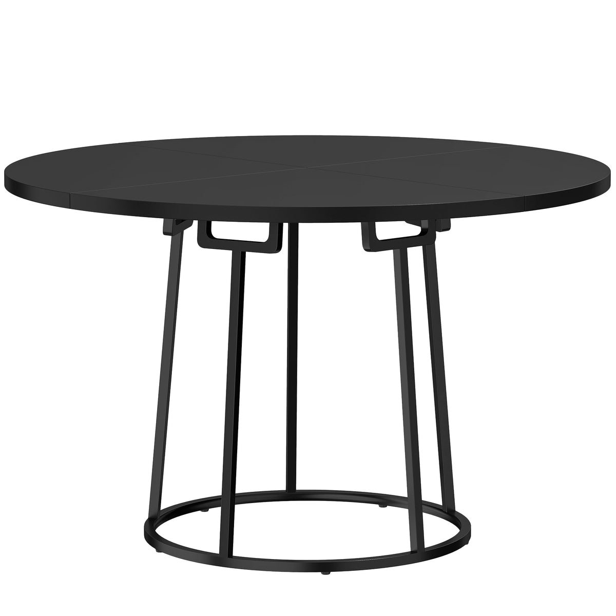 HOMCOM Dining Table with a round black surface and a conical metal base on a white background