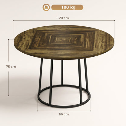 The dining table shown with annotated dimensions for height, width and weight capacity