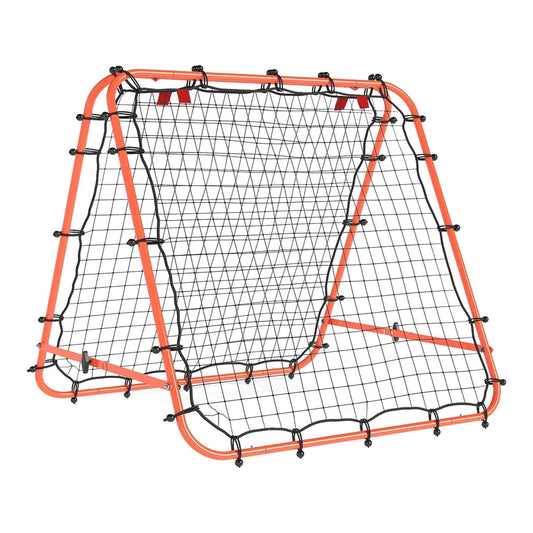 HOMCOM Double Sided Football Rebounder Net, a portable football training goal with an orange frame and black netting