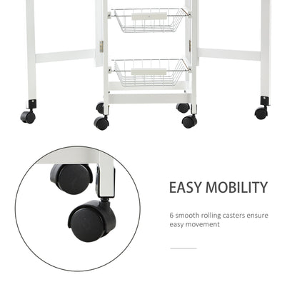 Rolling storage unit with a close-up of its six smooth casters for easy movement