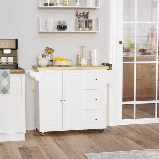 The kitchen island positioned in a bright home kitchen with various food items on top