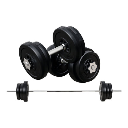 HOMCOM Dumbbell and Barbell Set with adjustable weights and a barbell