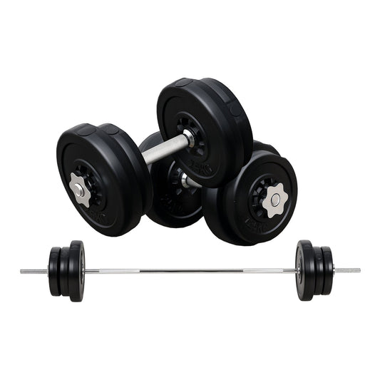 HOMCOM Dumbbell and Barbell Set with adjustable weights and a barbell