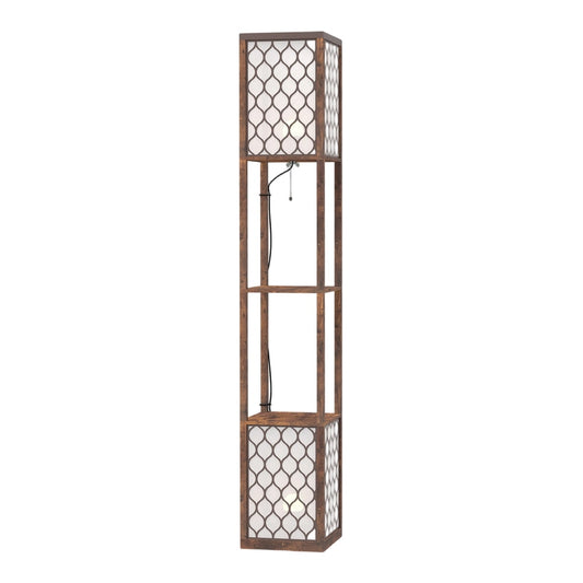 HOMCOM Duo Light Floor Shelves in Rustic Brown