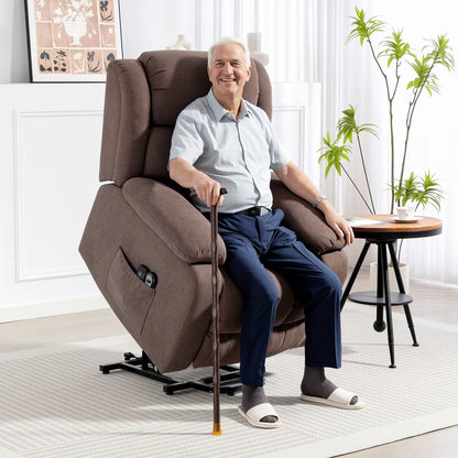 HOMCOM Eight-Point Massage Electric Lift Chair in a bright living room with a seated elderly man