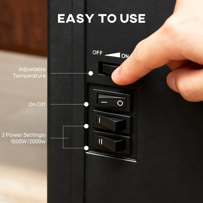 Close up of the controls on the side of the electric stove heater