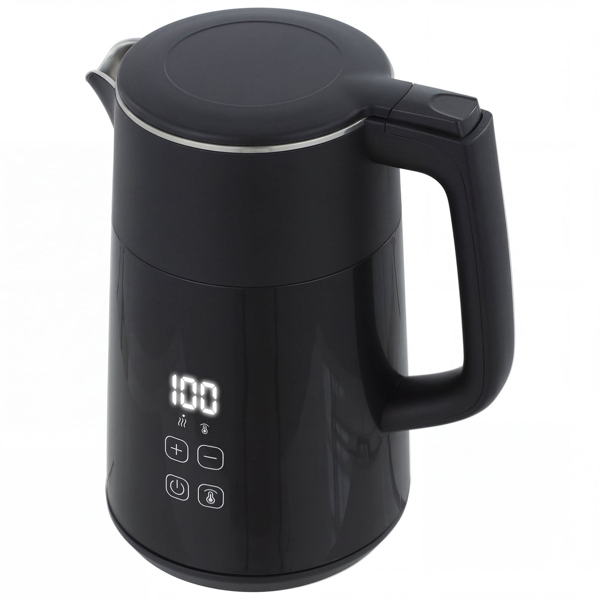 HOMCOM Electric Kettle showing the digital display and control buttons on the black body