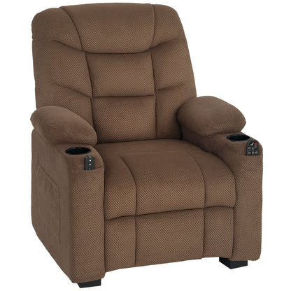 HOMCOM Electric Massage Recliner Armchair with Vibration in brown with cup holders and remote