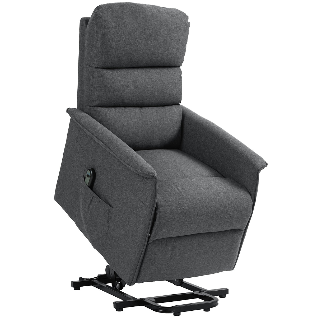 HOMCOM Electric Riser Recline Armchair in dark grey fabric, shown from the front side