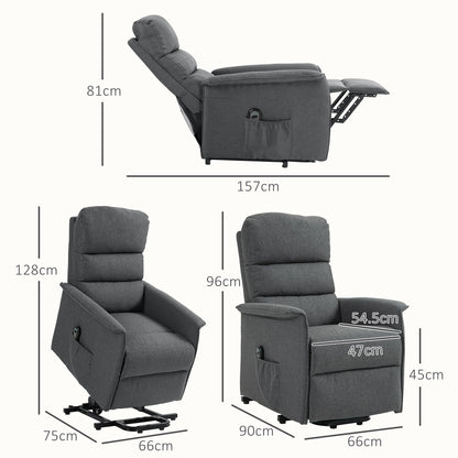 Dimensions diagram for the dark grey armchair in various positions