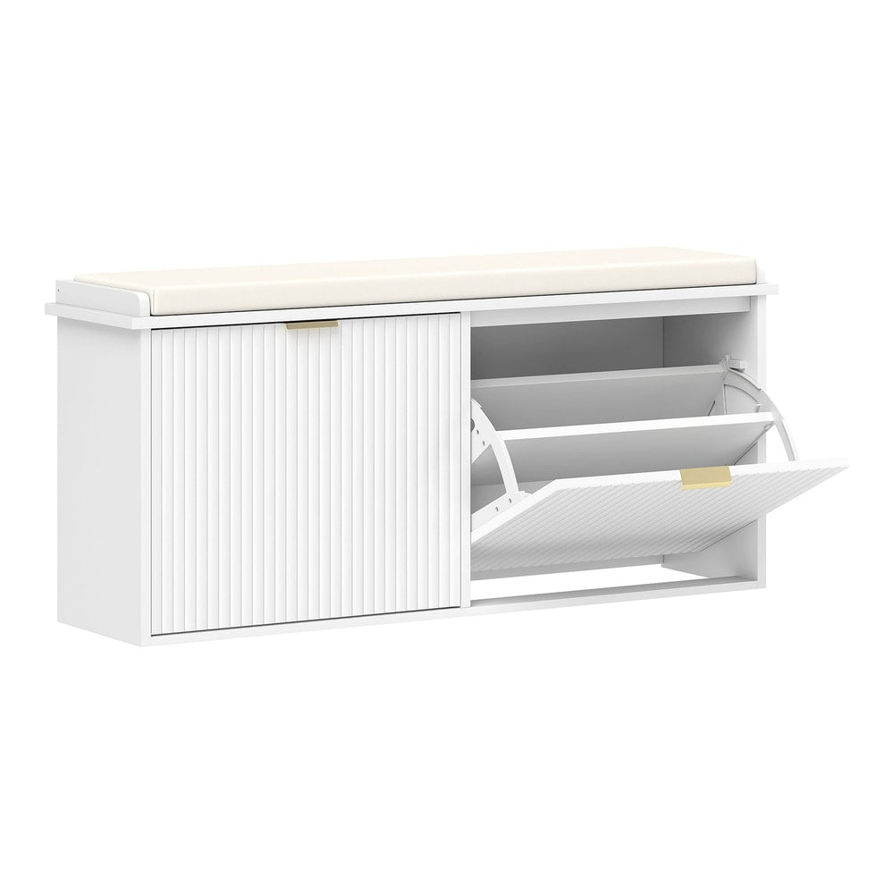 HOMCOM Elegant Ten Shoe Bench with a white finish and a padded top seat