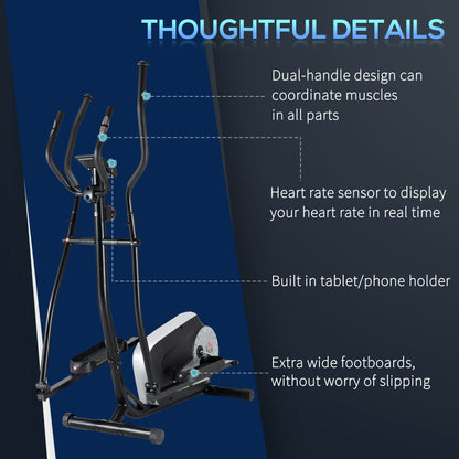 Close up of the elliptical cross trainer console and handlebars