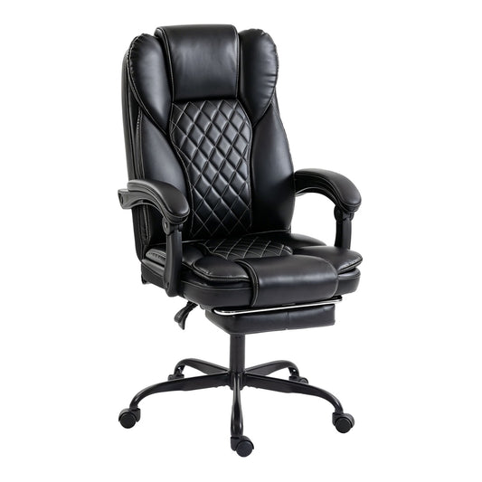 HOMCOM Executive Home Office Chair in black, a high-back design with a diamond-stitched pattern and padded armrests