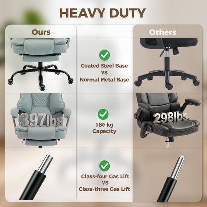 Comparison of the blue office chair's construction with other chairs