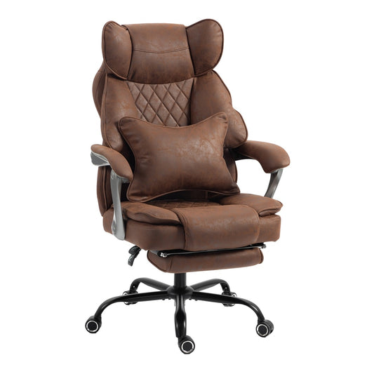 HOMCOM Executive Office Chair in brown leathaire with a wide seat and lumbar support