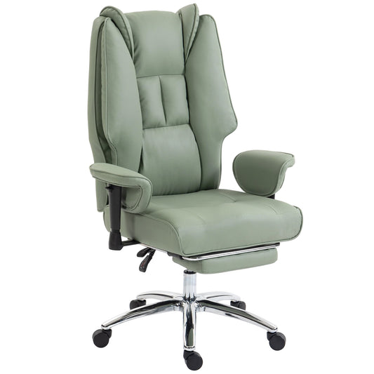 HOMCOM Executive Office Chair in green faux leather with a high back and padded armrests