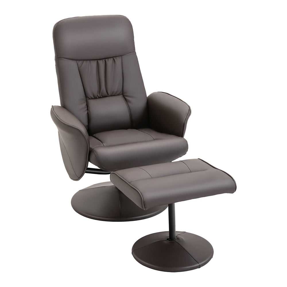 HOMCOM Executive Recliner Chair high back and footstool armchair lounge seat in brown