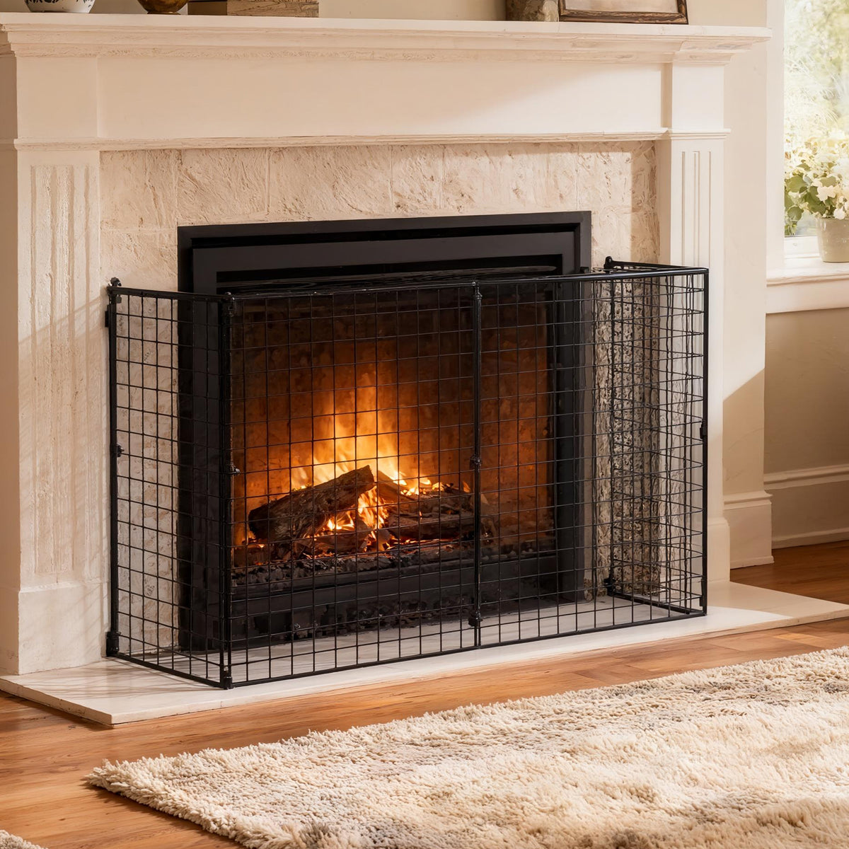 HOMCOM Extendable Fire Guard Screen in Black