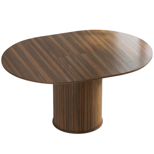 HOMCOM Extendable Round Dining Table in Dark Walnut
