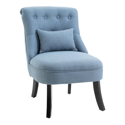 HOMCOM Fabric Single Sofa in blue with a buttoned backrest and a matching small rectangular pillow