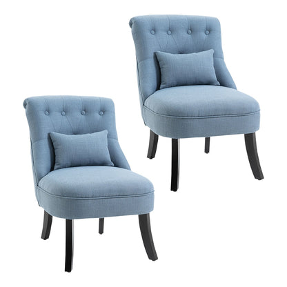 HOMCOM Tub Chair, a blue button tufted armchair with a small cushion