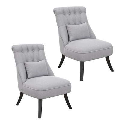 HOMCOM Tub Chair in grey linen fabric with button tufted back and a small cushion