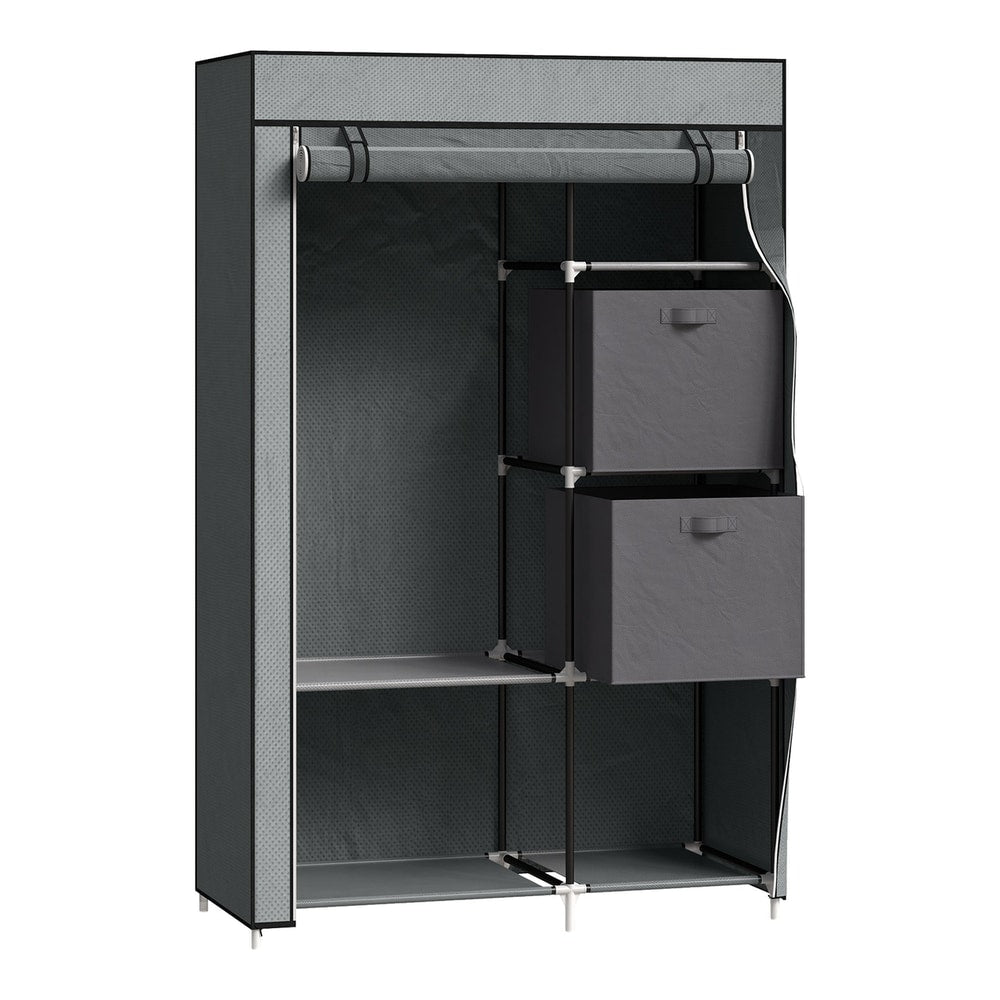 HOMCOM Fabric Wardrobe, a portable clothes storage unit with a hanging rail and shelves