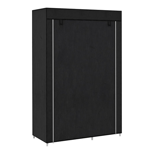 HOMCOM Fabric Wardrobe, a black foldable closet with a hanging rail and shelves
