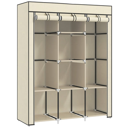 HOMCOM Fabric Wardrobe, a cream white portable storage unit with shelves and hanging rails