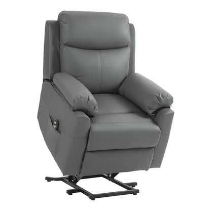 HOMCOM Faux Leather 70 Electric Riser Recliner Chair in charcoal grey, shown from the front in a neutral setting