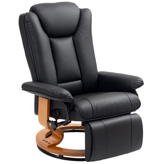 HOMCOM Faux Leather Recliner Chair in black faux leather with a wooden base