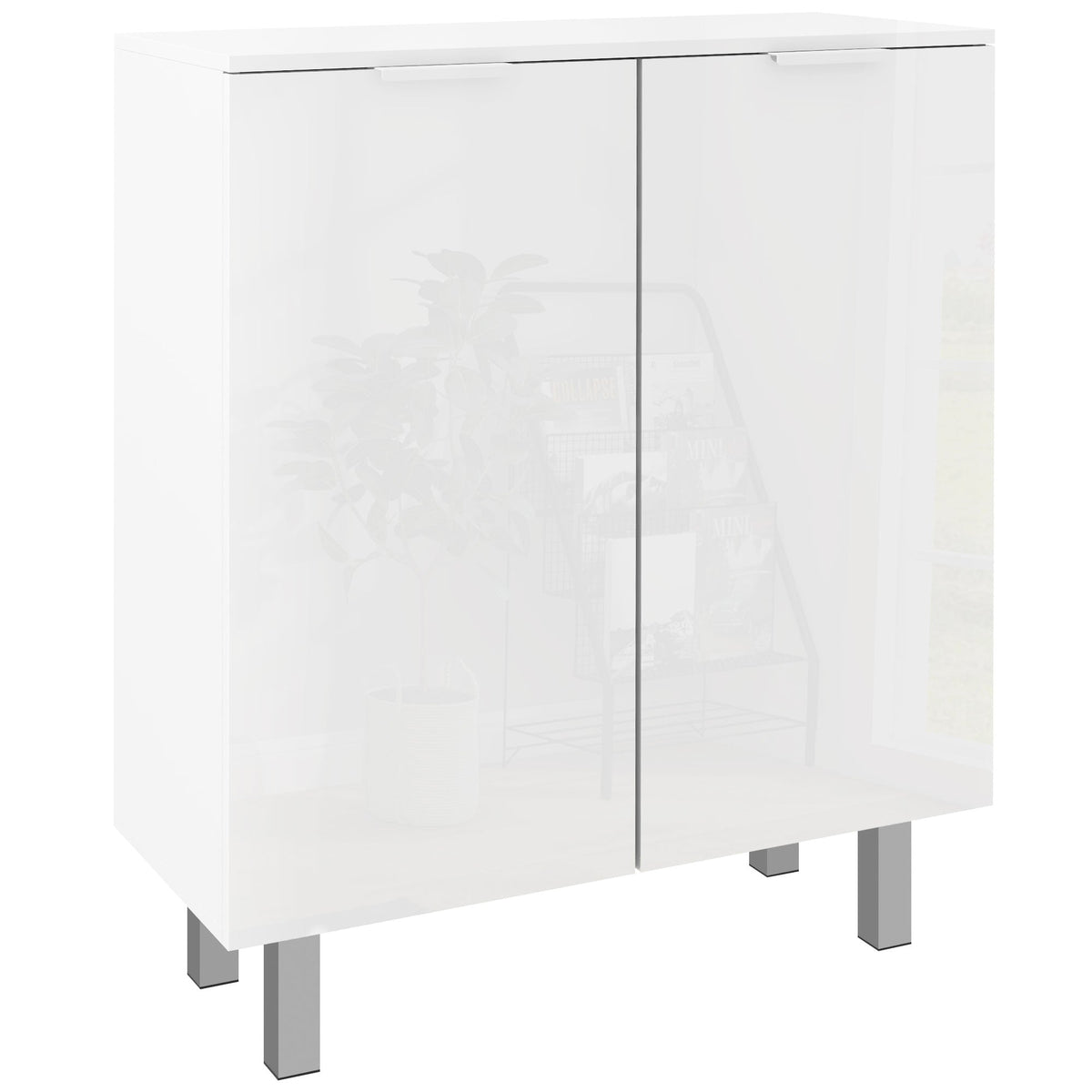 HOMCOM Five-Shelf Shoe Storage Cupboard in white with silver legs