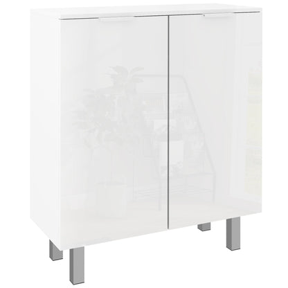 HOMCOM Five-Shelf Shoe Storage Cupboard in white with silver legs