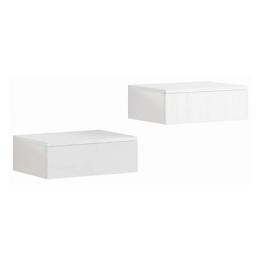 HOMCOM Floating Bedside Table Set of 2, white high gloss finish wall-mounted nightstands