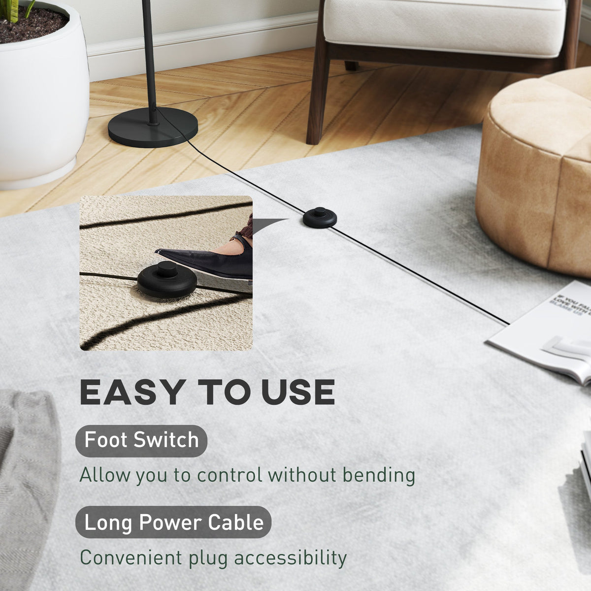 the floor lamp with a foot switch for easy operation