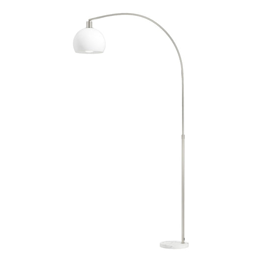 HOMCOM Floor Lamp with a curved metal arm and white shade on a marble base
