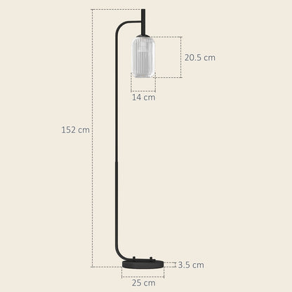 Dimensions of the floor lamp showing height and base width