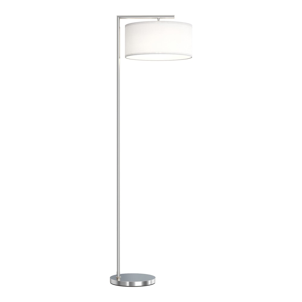 HOMCOM Floor Lamp with a white drum lampshade and a silver tone pole on a round base