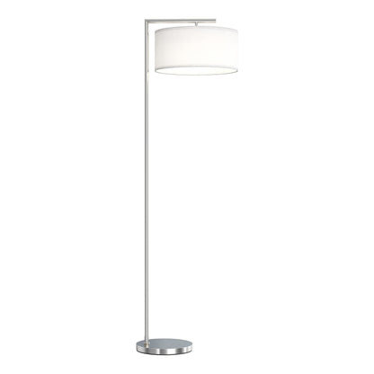 HOMCOM Floor Lamp with a white drum lampshade and a silver tone pole on a round base
