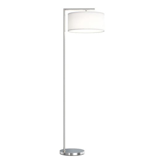 HOMCOM Floor Lamp with a white drum lampshade and a silver tone pole on a round base