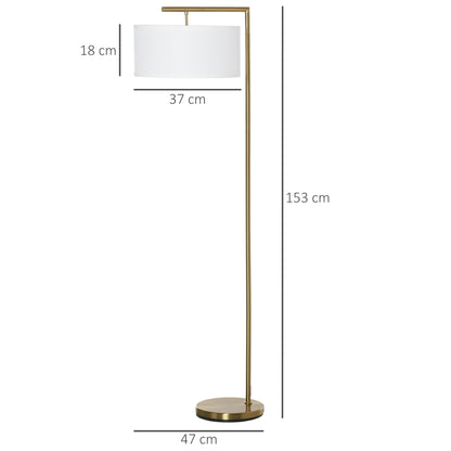 Floor lamp dimensions showing height and shade width with a round base