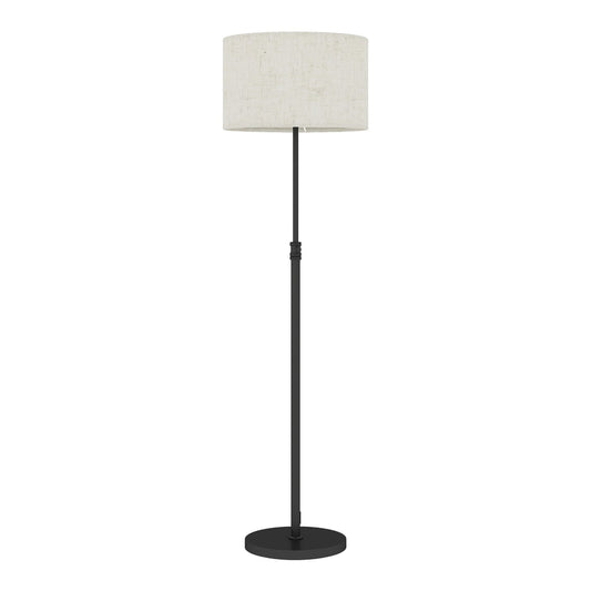 HOMCOM Floor Lamp with Remote featuring a black stand and a light beige linen shade