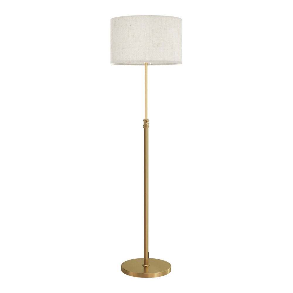 HOMCOM Floor Lamp with Remote, a tall gold-tone lamp with a cream linen shade and a round base