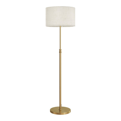 HOMCOM Floor Lamp with Remote, a tall gold-tone lamp with a cream linen shade and a round base