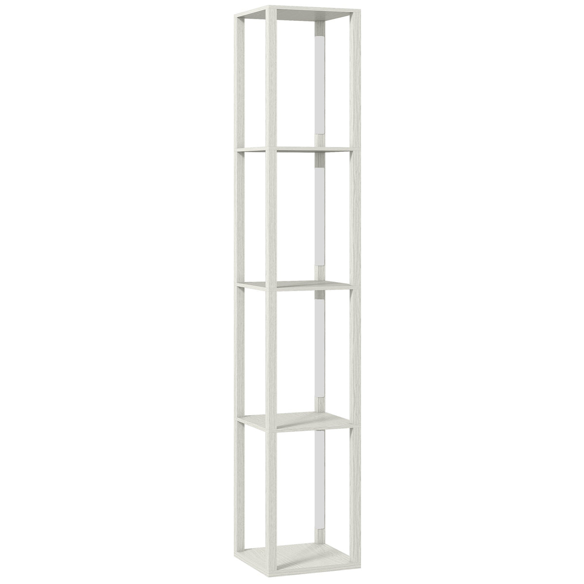 HOMCOM Floor Lamp with Shelves and 3 Brightness Levels in oak finish, a tall unit with four shelves and integrated lighting