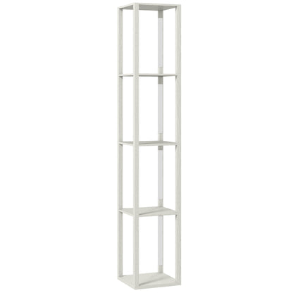 HOMCOM Floor Lamp with Shelves and 3 Brightness Levels in oak finish, a tall unit with four shelves and integrated lighting