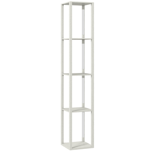 HOMCOM Floor Lamp with Shelves and 3 Brightness Levels in oak finish, a tall unit with four shelves and integrated lighting