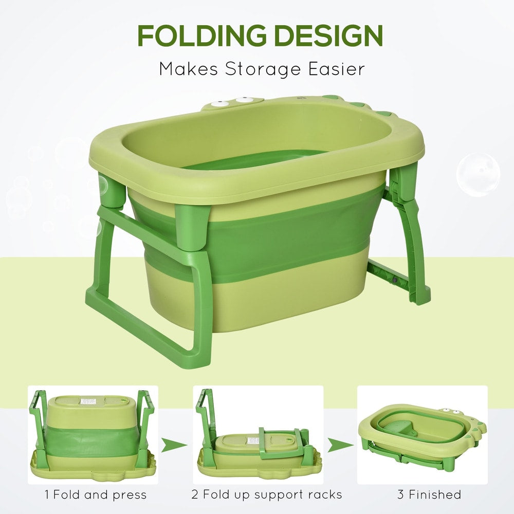 Folding process of the green baby nursery furniture shown in three steps