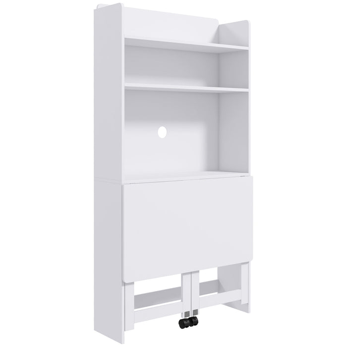 HOMCOM Foldable Desktop shown in its closed, compact position with the desk surface folded down