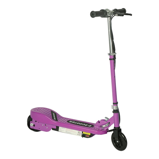 HOMCOM Foldable Electric Kids Scooter in purple, shown from the side with handlebars up